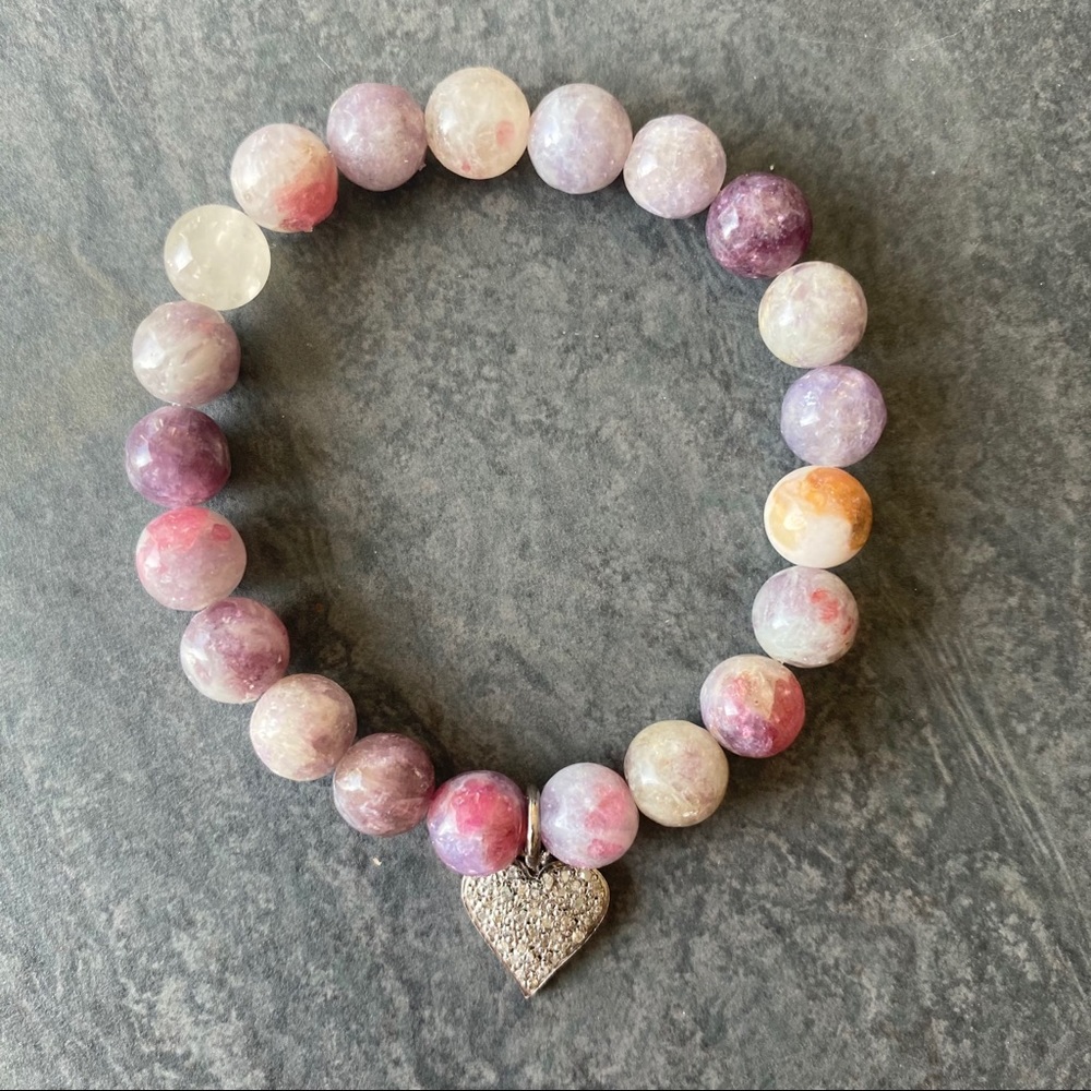 Lepidolite and Pave Diamond Bracelet